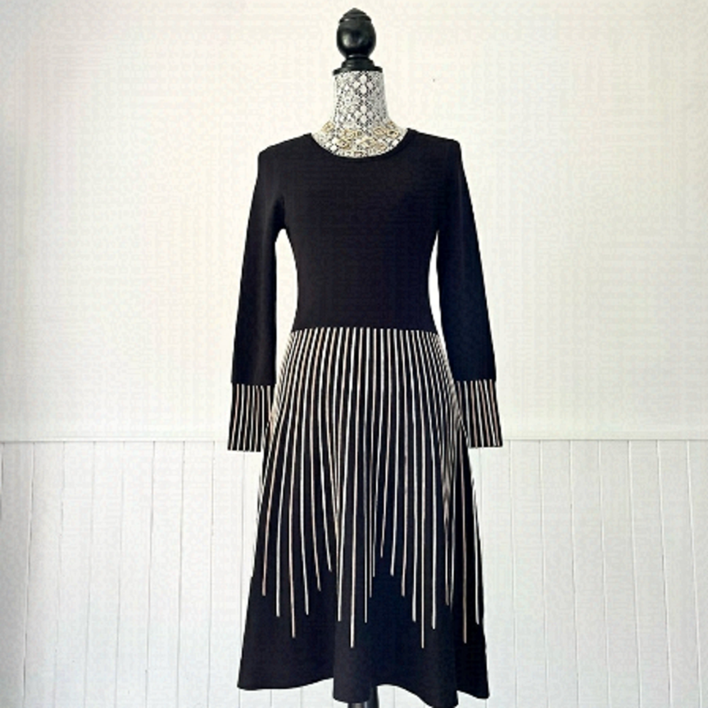 RW&CO Striped Ribbed Knit Long Sleeve Dress Size S